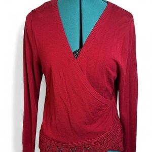 Bandolino Deep Red V-Neck Sweater